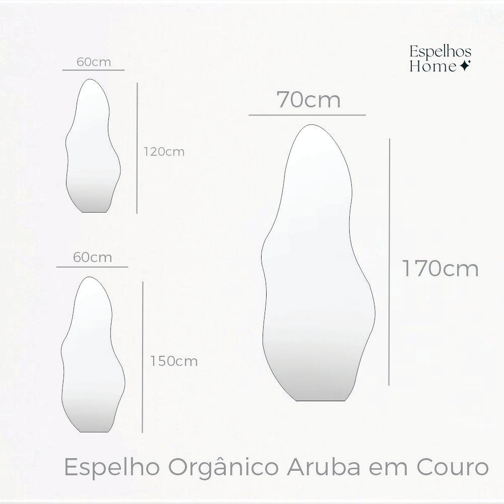 Espelho Orgânico Aruba em Couro