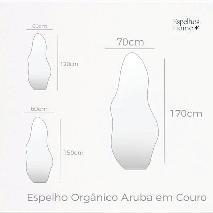 Espelho Orgânico Aruba em Couro