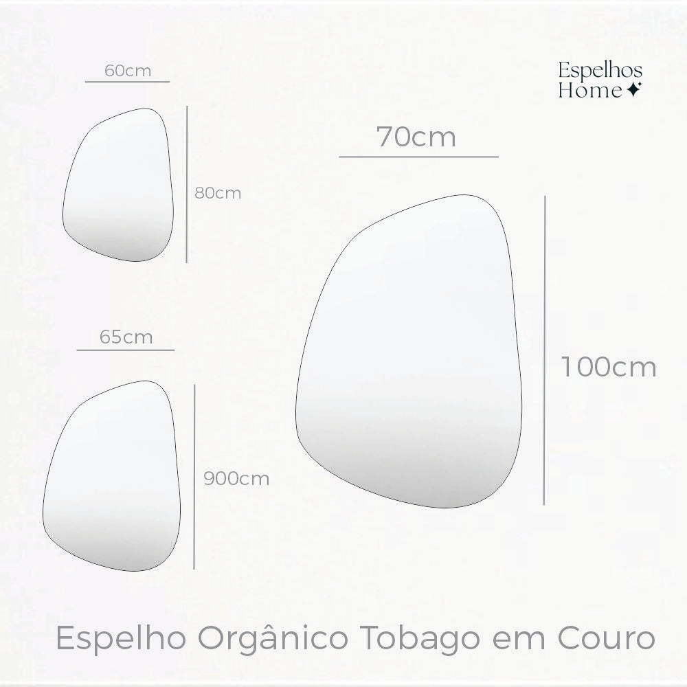 Espelho Orgânico Tobago em Couro
