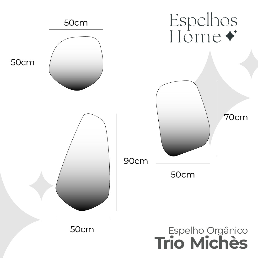 Espelho Orgânico Trio Michès em Couro